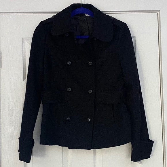 H&M Black Pea Coat Size 6 - Picture 1 of 5